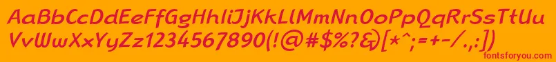 LinotypeRanaMediumItalic-fontti – punaiset fontit oranssilla taustalla