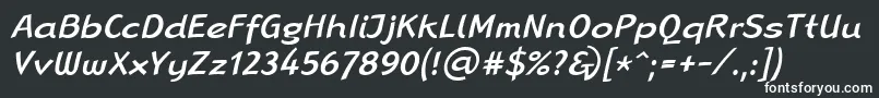 LinotypeRanaMediumItalic-fontti – valkoiset fontit mustalla taustalla