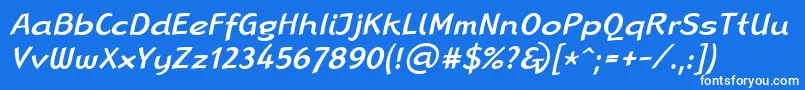 Czcionka LinotypeRanaMediumItalic – białe czcionki na niebieskim tle
