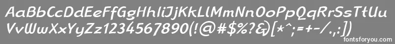 LinotypeRanaMediumItalic-fontti – valkoiset fontit harmaalla taustalla