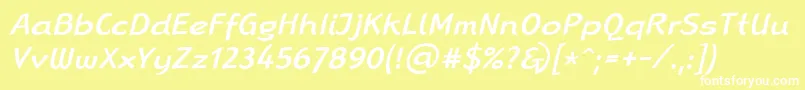 フォントLinotypeRanaMediumItalic – 黄色い背景に白い文字