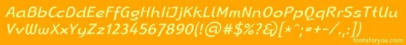 Fonte LinotypeRanaMediumItalic – fontes amarelas em um fundo laranja