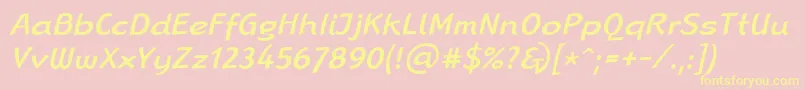 LinotypeRanaMediumItalic-fontti – keltaiset fontit vaaleanpunaisella taustalla