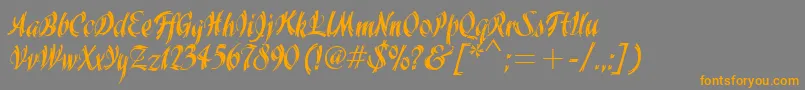 WisteriaItcTt-Schriftart – Orangefarbene Schriften auf grauem Hintergrund