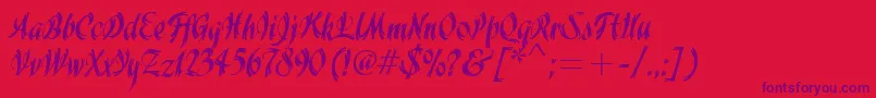 WisteriaItcTt Font – Purple Fonts on Red Background