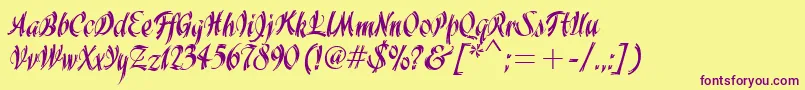 WisteriaItcTt Font – Purple Fonts on Yellow Background