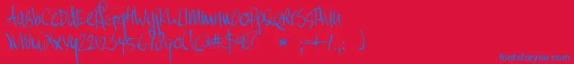 DkMoinonplus Font – Blue Fonts on Red Background