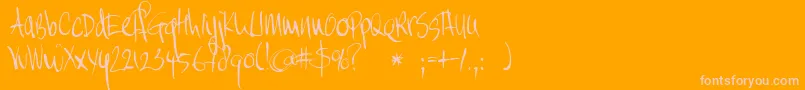 DkMoinonplus-Schriftart – Rosa Schriften auf orangefarbenem Hintergrund