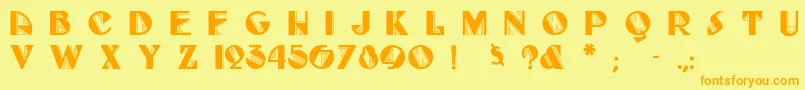 Fonte Fulltiltboogie – fontes laranjas em um fundo amarelo