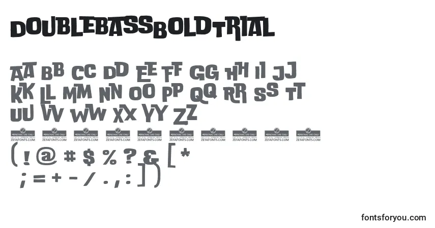Шрифт DoublebassBoldTrial – алфавит, цифры, специальные символы