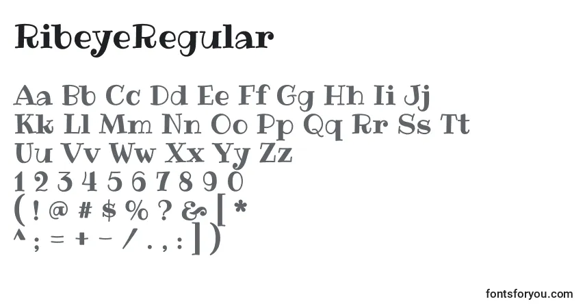 Schriftart RibeyeRegular – Alphabet, Zahlen, spezielle Symbole