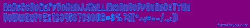 Nomitais-Schriftart – Blaue Schriften auf violettem Hintergrund