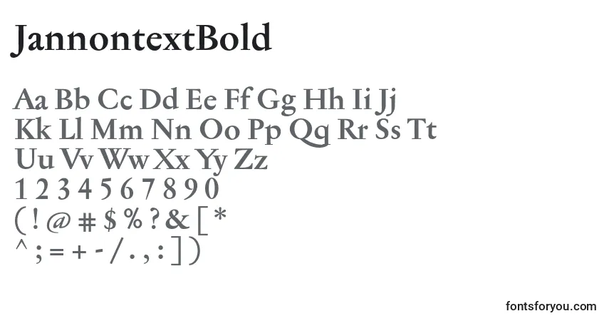 A fonte JannontextBold – alfabeto, números, caracteres especiais