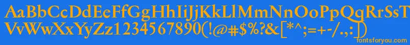 JannontextBold-Schriftart – Orangefarbene Schriften auf blauem Hintergrund