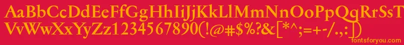 フォントJannontextBold – 赤い背景にオレンジの文字