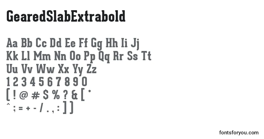 Police GearedSlabExtrabold - Alphabet, Chiffres, Caractères Spéciaux