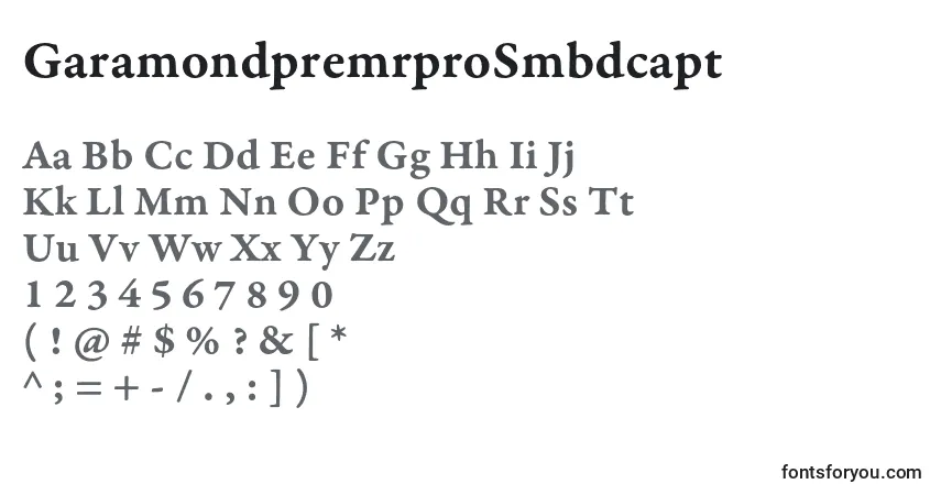 A fonte GaramondpremrproSmbdcapt – alfabeto, números, caracteres especiais