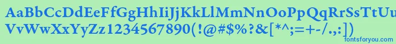 GaramondpremrproSmbdcapt-Schriftart – Blaue Schriften auf grünem Hintergrund