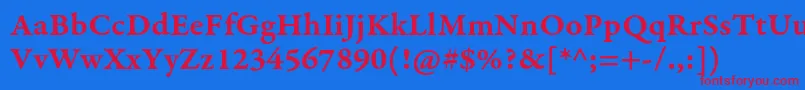 GaramondpremrproSmbdcapt Font – Red Fonts on Blue Background