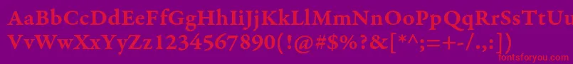GaramondpremrproSmbdcapt-Schriftart – Rote Schriften auf violettem Hintergrund