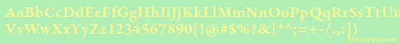 GaramondpremrproSmbdcapt-Schriftart – Gelbe Schriften auf grünem Hintergrund