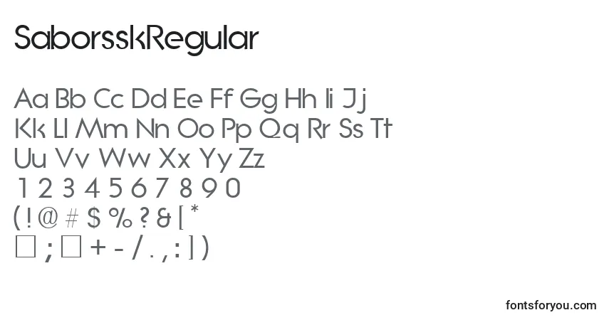 Schriftart SaborsskRegular – Alphabet, Zahlen, spezielle Symbole