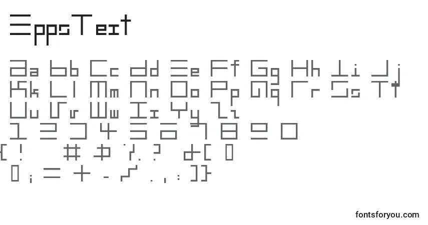 Schriftart EppsText – Alphabet, Zahlen, spezielle Symbole