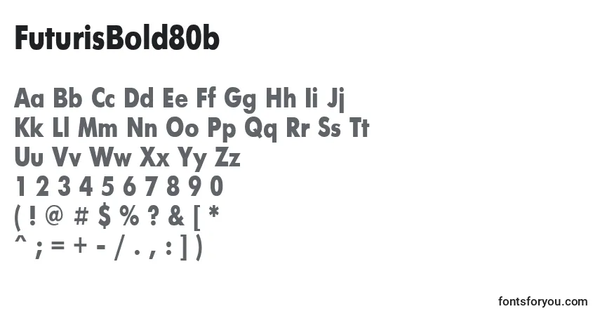 A fonte FuturisBold80b – alfabeto, números, caracteres especiais