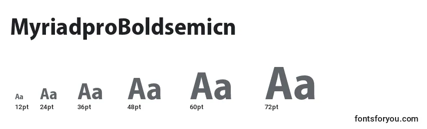 MyriadproBoldsemicn Font Sizes