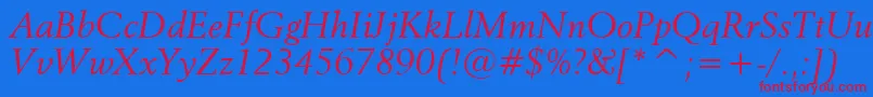 Revival565ItalicBt-Schriftart – Rote Schriften auf blauem Hintergrund