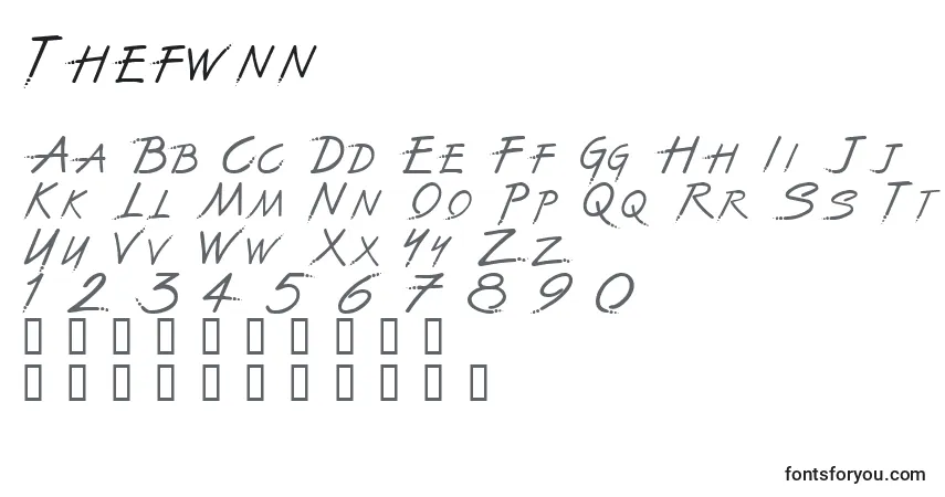 Schriftart Thefwnn – Alphabet, Zahlen, spezielle Symbole