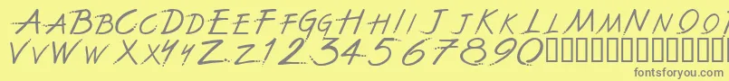 Fonte Thefwnn – fontes cinzas em um fundo amarelo