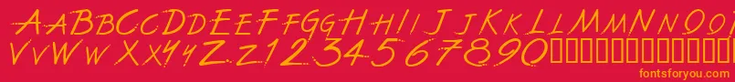 Thefwnn-Schriftart – Orangefarbene Schriften auf rotem Hintergrund