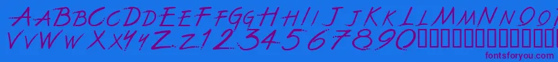 Thefwnn-Schriftart – Violette Schriften auf blauem Hintergrund