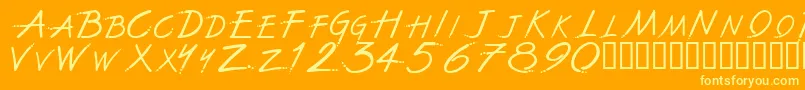 Thefwnn-Schriftart – Gelbe Schriften auf orangefarbenem Hintergrund