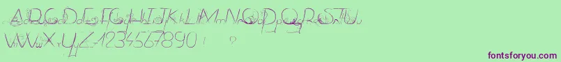 DancingOnTheGrass-Schriftart – Violette Schriften auf grünem Hintergrund