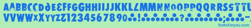 フォントStomper – 青い文字は緑の背景です。