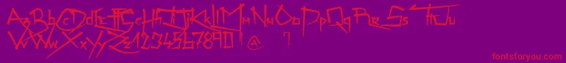 ZenzaiItachi-Schriftart – Rote Schriften auf violettem Hintergrund