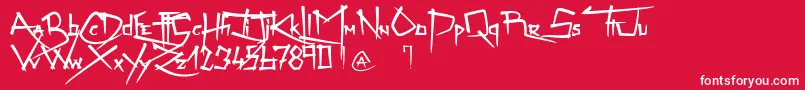 Fonte ZenzaiItachi – fontes brancas em um fundo vermelho
