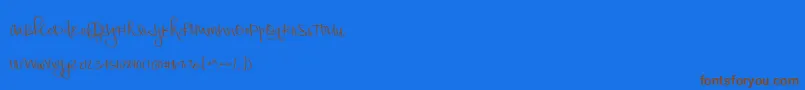 BmdHoneyquick-Schriftart – Braune Schriften auf blauem Hintergrund