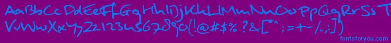 MulderHw-Schriftart – Blaue Schriften auf violettem Hintergrund