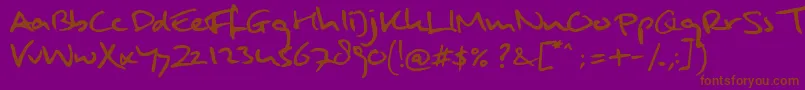 MulderHw-Schriftart – Braune Schriften auf violettem Hintergrund