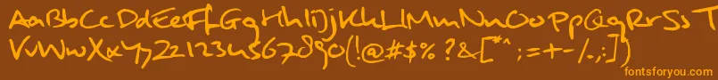 MulderHw-Schriftart – Orangefarbene Schriften auf braunem Hintergrund