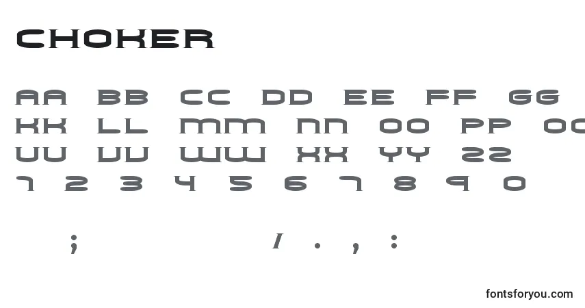 Schriftart Choker – Alphabet, Zahlen, spezielle Symbole