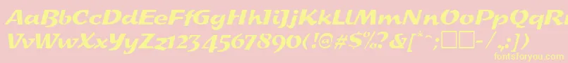 SplashRegular-Schriftart – Gelbe Schriften auf rosa Hintergrund