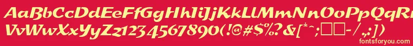 SplashRegular-Schriftart – Gelbe Schriften auf rotem Hintergrund