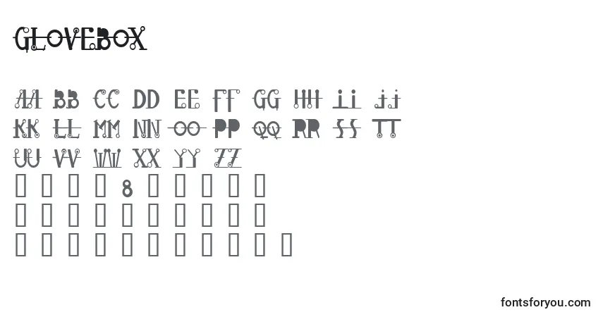 Glovebox-fontti – aakkoset, numerot, erikoismerkit