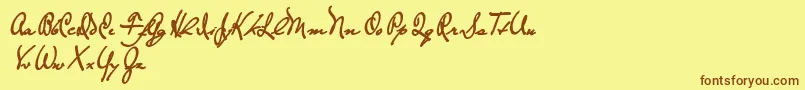 TheLoyalistExtrabold-fontti – ruskeat fontit keltaisella taustalla