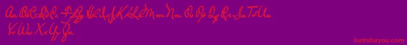 Fonte TheLoyalistExtrabold – fontes vermelhas em um fundo violeta