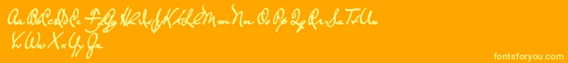 TheLoyalistExtrabold-Schriftart – Gelbe Schriften auf orangefarbenem Hintergrund